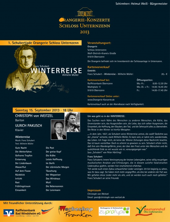 Der ostpreußische Bariton Christoph v. Weitzel eröffnet einen Liederzyklus mit Schubertliedern thumbnail
